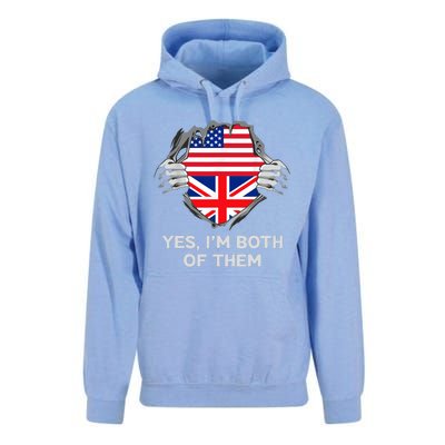 Half American Half British USA England Flag Adult Unisex Surf Hoodie