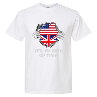 Half American Half British USA England Flag Adult Garment-Dyed Heavyweight T-Shirt