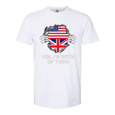 Half American Half British USA England Flag Adult Softstyle CVC T-Shirt