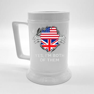 Half American Half British USA England Flag Adult Beer Stein