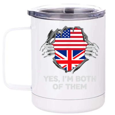 Half American Half British USA England Flag Adult 12 oz Stainless Steel Tumbler Cup