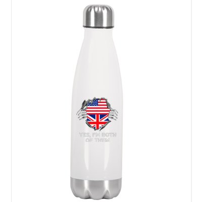 Half American Half British USA England Flag Adult Stainless Steel Insulated Water Bottle