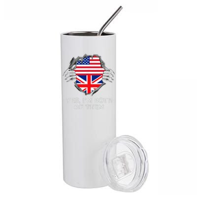 Half American Half British USA England Flag Adult Stainless Steel Tumbler