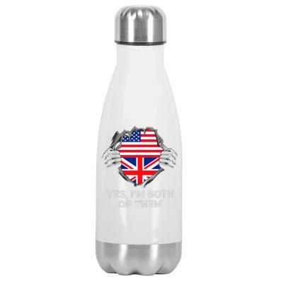 Half American Half British USA England Flag Adult Stainless Steel Insulated Water Bottle