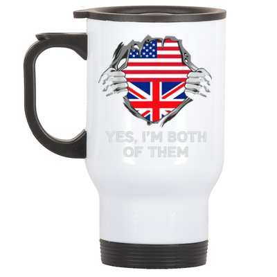 Half American Half British USA England Flag Adult Stainless Steel Travel Mug