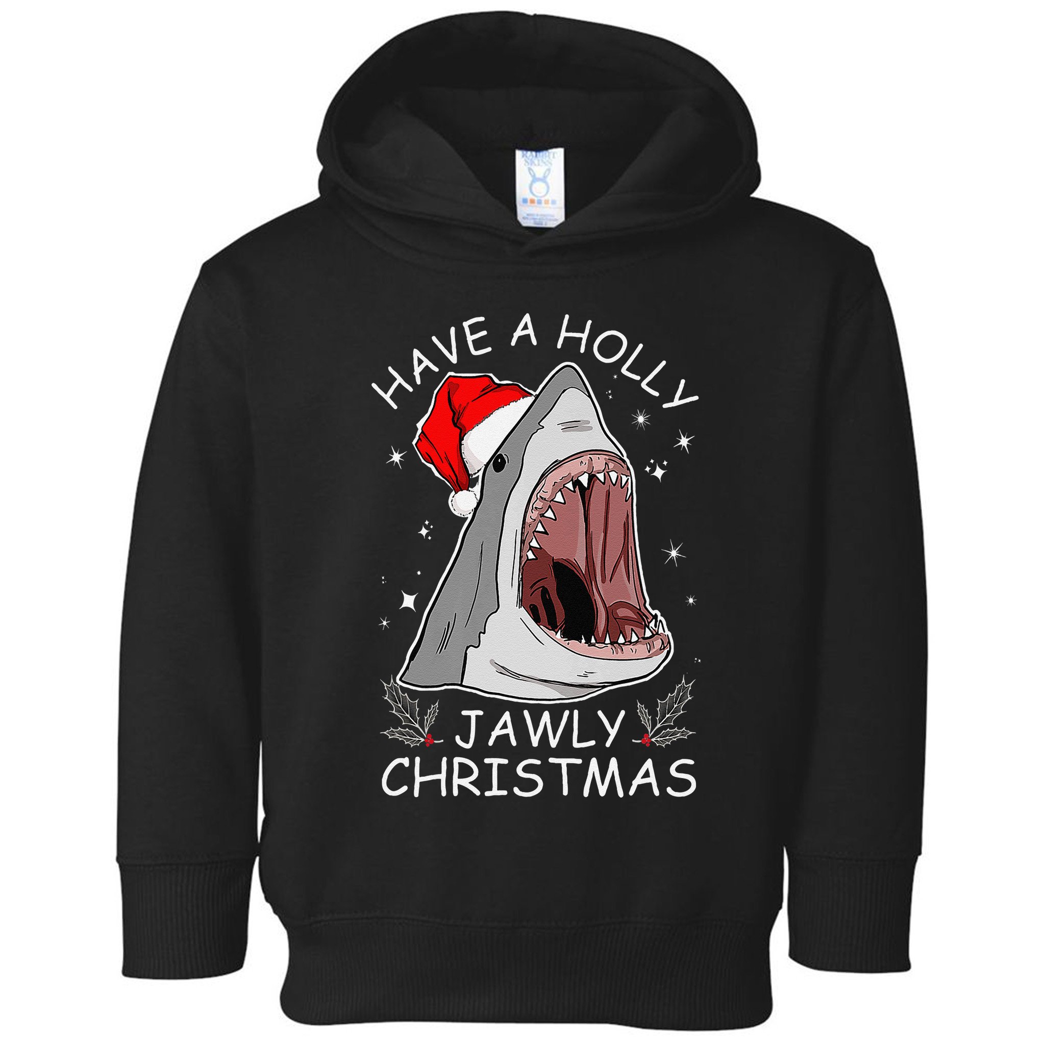 Have A Holly Jawly Christmas Shark Santa Hat Xmas Pajamas Toddler Hoodie