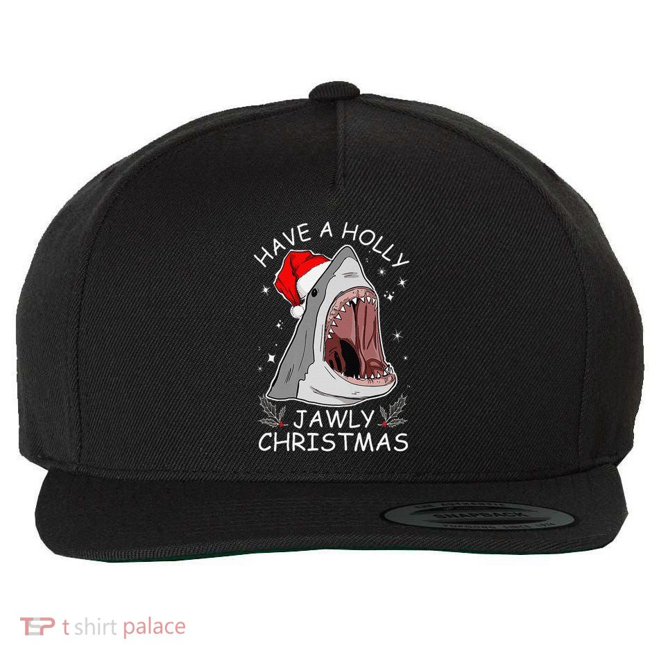 Have A Holly Jawly Christmas Shark Santa Hat Xmas Pajamas Wool Snapback Cap