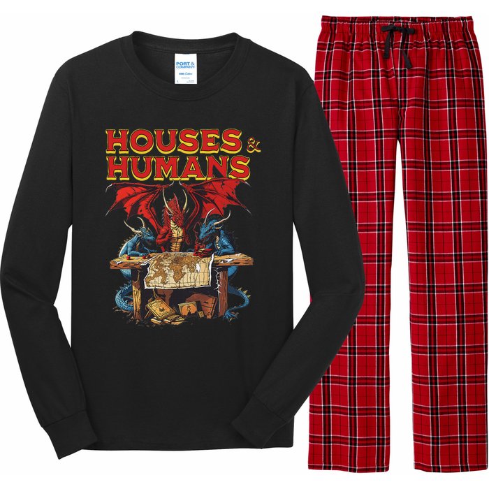 Houses And Humans Vintage Retro 90s Funny Gamer Gaming Long Sleeve Pajama Set