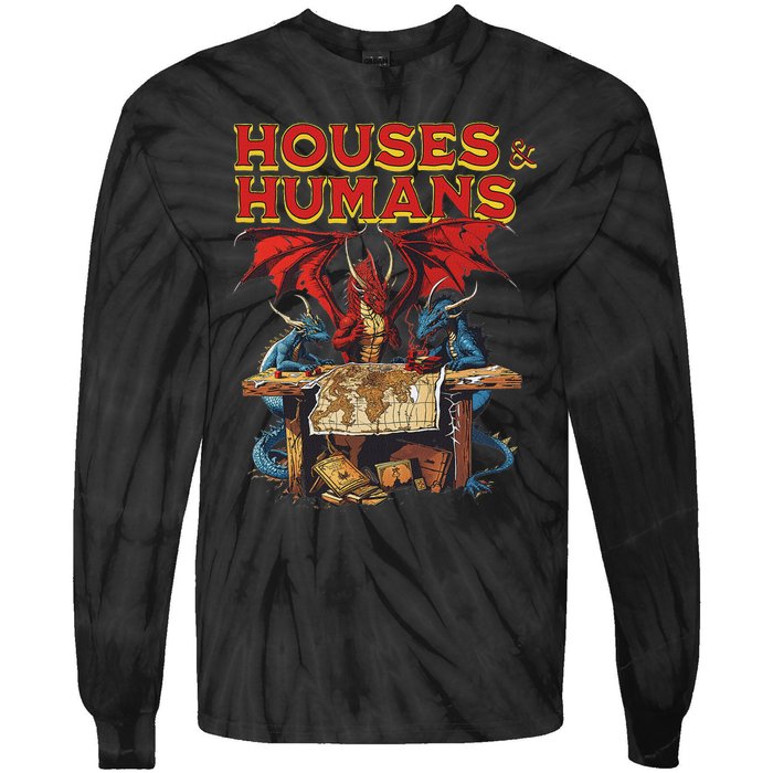 Houses And Humans Vintage Retro 90s Funny Gamer Gaming Tie-Dye Long Sleeve Shirt