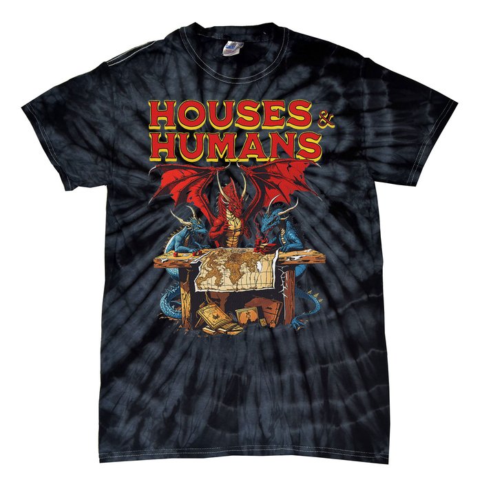 Houses And Humans Vintage Retro 90s Funny Gamer Gaming Tie-Dye T-Shirt