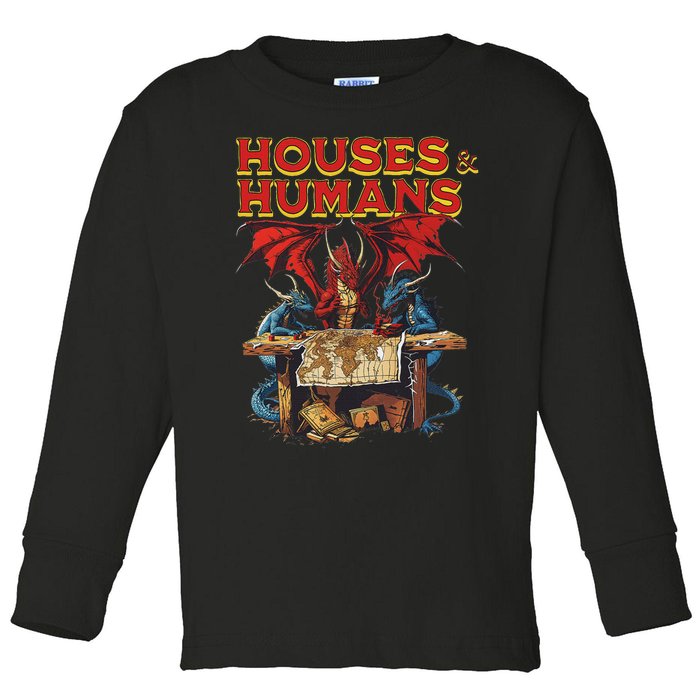 Houses And Humans Vintage Retro 90s Funny Gamer Gaming Toddler Long Sleeve Shirt