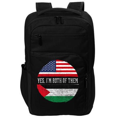 Half American Half Palestinian USA Flag Palestine Heritage Impact Tech Backpack