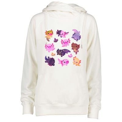 Happy Axolotl Womens Funnel Neck Pullover Hood