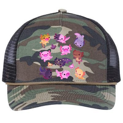 Happy Axolotl Retro Rope Trucker Hat Cap