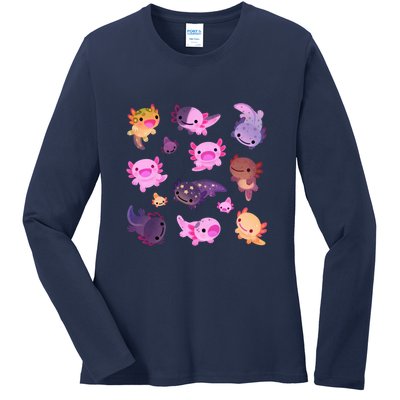 Happy Axolotl Ladies Long Sleeve Shirt