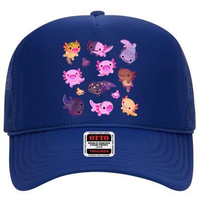 Happy Axolotl High Crown Mesh Back Trucker Hat