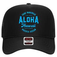 Hawaii Aloha Hawaiian Retro Throwback Souvenir High Crown Mesh Back Trucker Hat