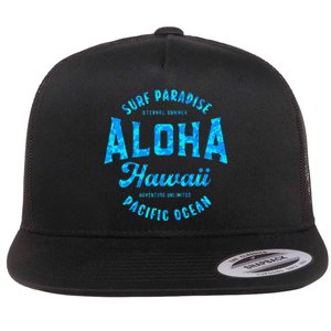 Hawaii Aloha Hawaiian Retro Throwback Souvenir Flat Bill Trucker Hat