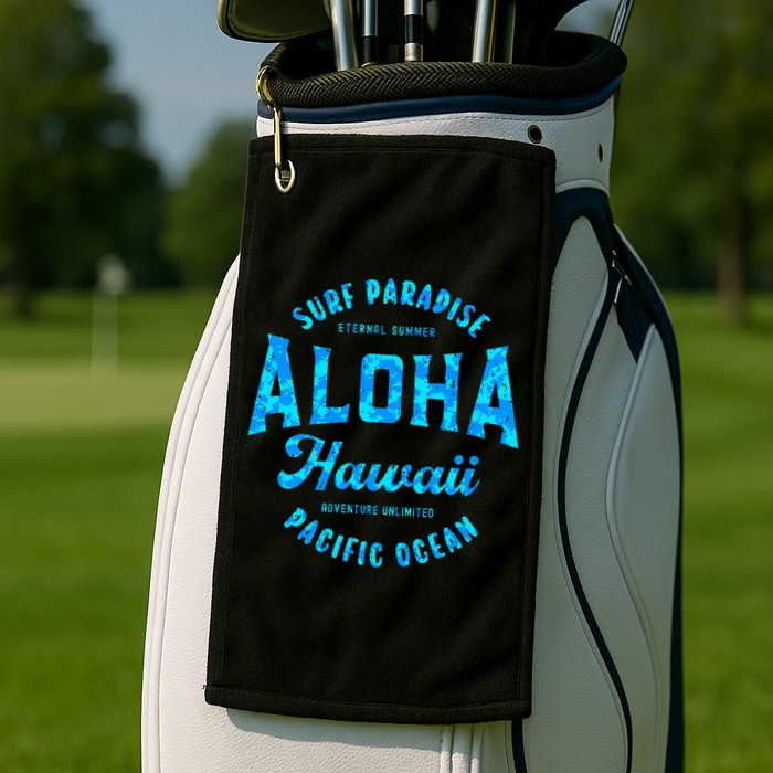 Hawaii Aloha Hawaiian Retro Throwback Souvenir Golf Towel