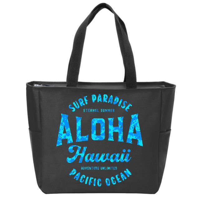 Hawaii Aloha Hawaiian Retro Throwback Souvenir Zip Tote Bag