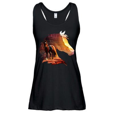 Horse Art Horse Lover Horse Riding Lover Ladies Essential Flowy Tank