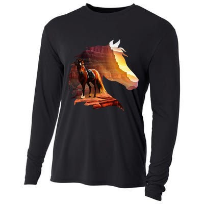 Horse Art Horse Lover Horse Riding Lover Cooling Performance Long Sleeve Crew