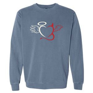 Half Angel Half Demon Heart Love Valentines Day Gift Garment-Dyed Sweatshirt