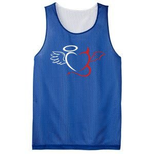 Half Angel Half Demon Heart Love Valentines Day Gift Mesh Reversible Basketball Jersey Tank