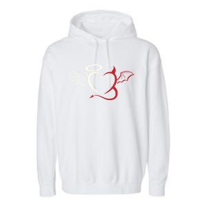 Half Angel Half Demon Heart Love Valentines Day Gift Garment-Dyed Fleece Hoodie