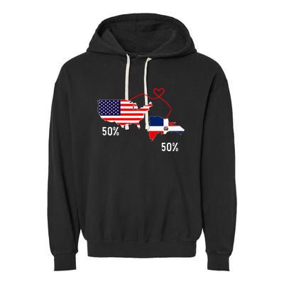 Half American Half Dominican Flag Combined Rd Usa Pride Garment-Dyed Fleece Hoodie