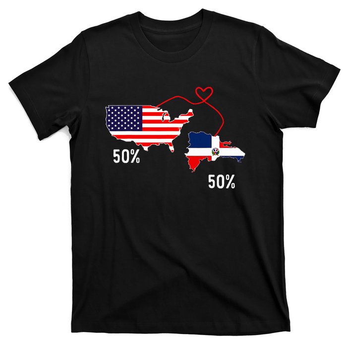 Half American Half Dominican Flag Combined Rd Usa Pride T-Shirt