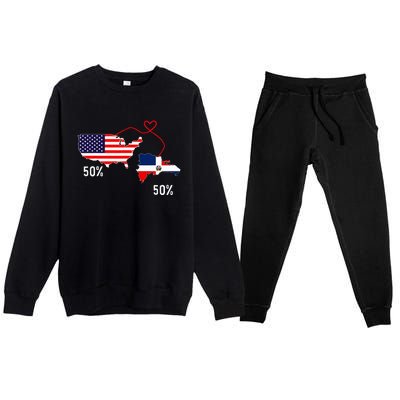 Half American Half Dominican Flag Combined Rd Usa Pride Premium Crewneck Sweatsuit Set