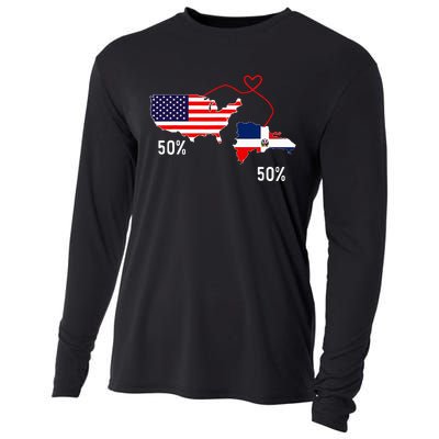 Half American Half Dominican Flag Combined Rd Usa Pride Cooling Performance Long Sleeve Crew