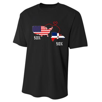 Half American Half Dominican Flag Combined Rd Usa Pride Performance Sprint T-Shirt