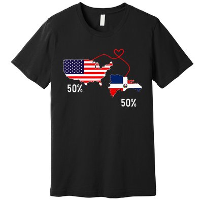 Half American Half Dominican Flag Combined Rd Usa Pride Premium T-Shirt