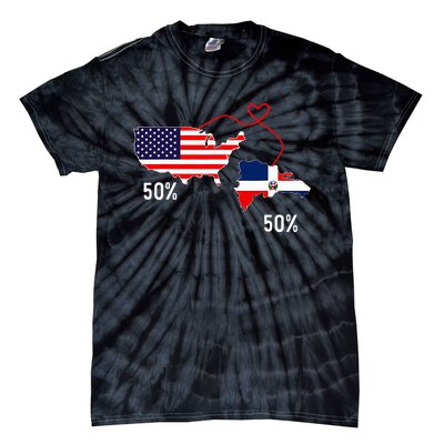 Half American Half Dominican Flag Combined Rd Usa Pride Tie-Dye T-Shirt