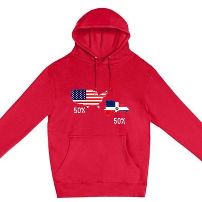 Half American Half Dominican Flag Combined Rd Usa Pride Premium Pullover Hoodie