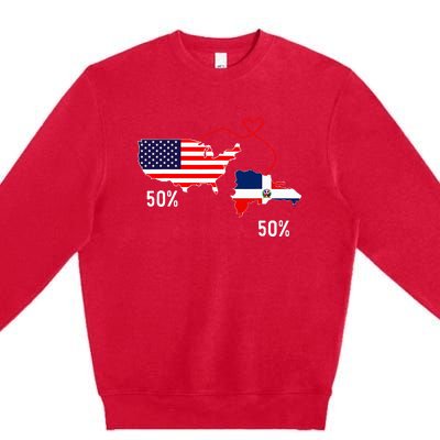 Half American Half Dominican Flag Combined Rd Usa Pride Premium Crewneck Sweatshirt