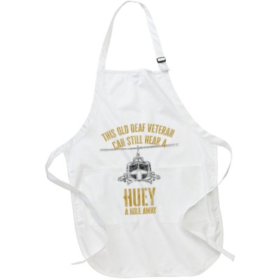 Hear A Huey A Mile Away Funny Veteran Helicopter Gift Full-Length Apron With Pockets