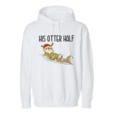 His And Her Couples Christmas Otter Matching With Her Garment-Dyed Fleece Hoodie