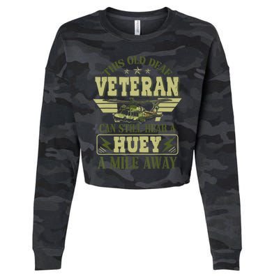 Hear a Huey a Mile Away Vietnam Veteran Uh1 Huey Helicopter Cropped Pullover Crew