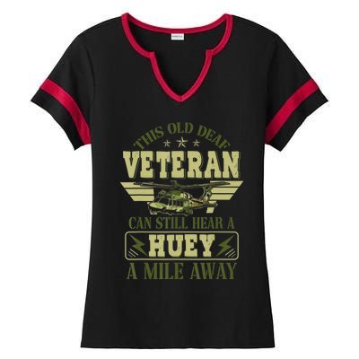 Hear a Huey a Mile Away Vietnam Veteran Uh1 Huey Helicopter Ladies Halftime Notch Neck Tee