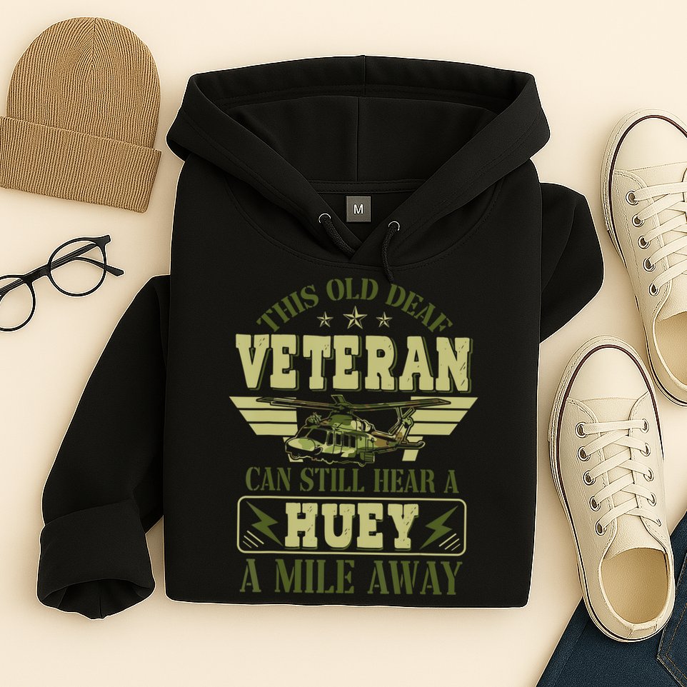 Hear a Huey a Mile Away Vietnam Veteran Uh1 Huey Helicopter Hoodie