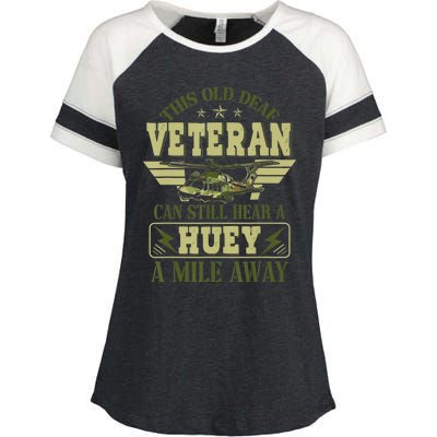 Hear a Huey a Mile Away Vietnam Veteran Uh1 Huey Helicopter Enza Ladies Jersey Colorblock Tee