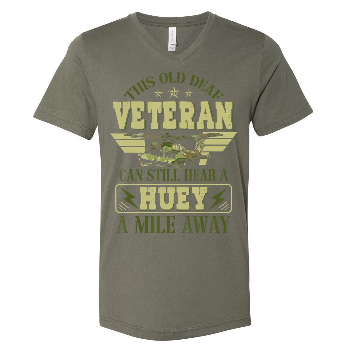 Hear a Huey a Mile Away Vietnam Veteran Uh1 Huey Helicopter V-Neck T-Shirt