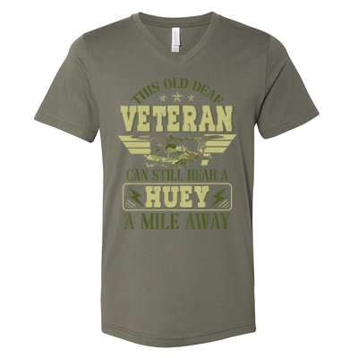 Hear a Huey a Mile Away Vietnam Veteran Uh1 Huey Helicopter V-Neck T-Shirt