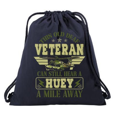 Hear a Huey a Mile Away Vietnam Veteran Uh1 Huey Helicopter Drawstring Bag