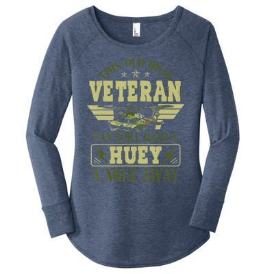 Hear a Huey a Mile Away Vietnam Veteran Uh1 Huey Helicopter Women's Perfect Tri Tunic Long Sleeve Shirt