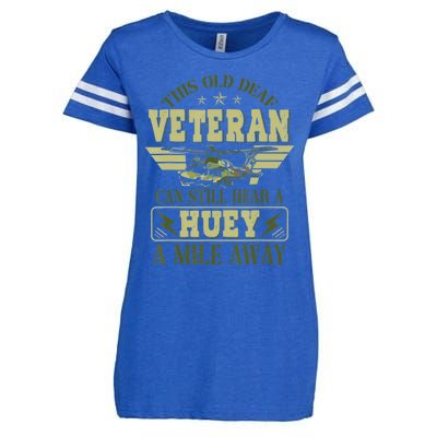 Hear a Huey a Mile Away Vietnam Veteran Uh1 Huey Helicopter Enza Ladies Jersey Football T-Shirt