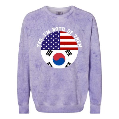 Half American Half South Korea Usa Flag Patriotic Gift Colorblast Crewneck Sweatshirt